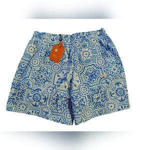 YoungLA Blue Mosaic Geometric Swim Trunks